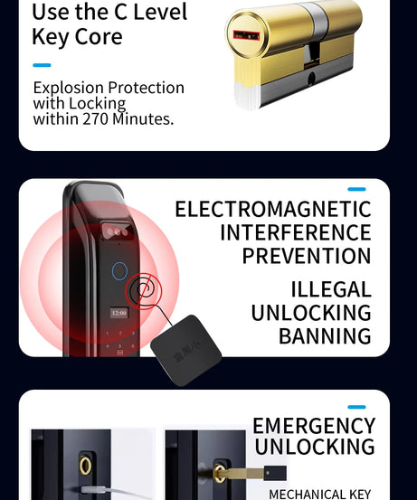 3D Real-time Intercom Face Recognition Digital Door Lock With Camera FIngerprint Password Unlock Keyless Electronic Door Lock