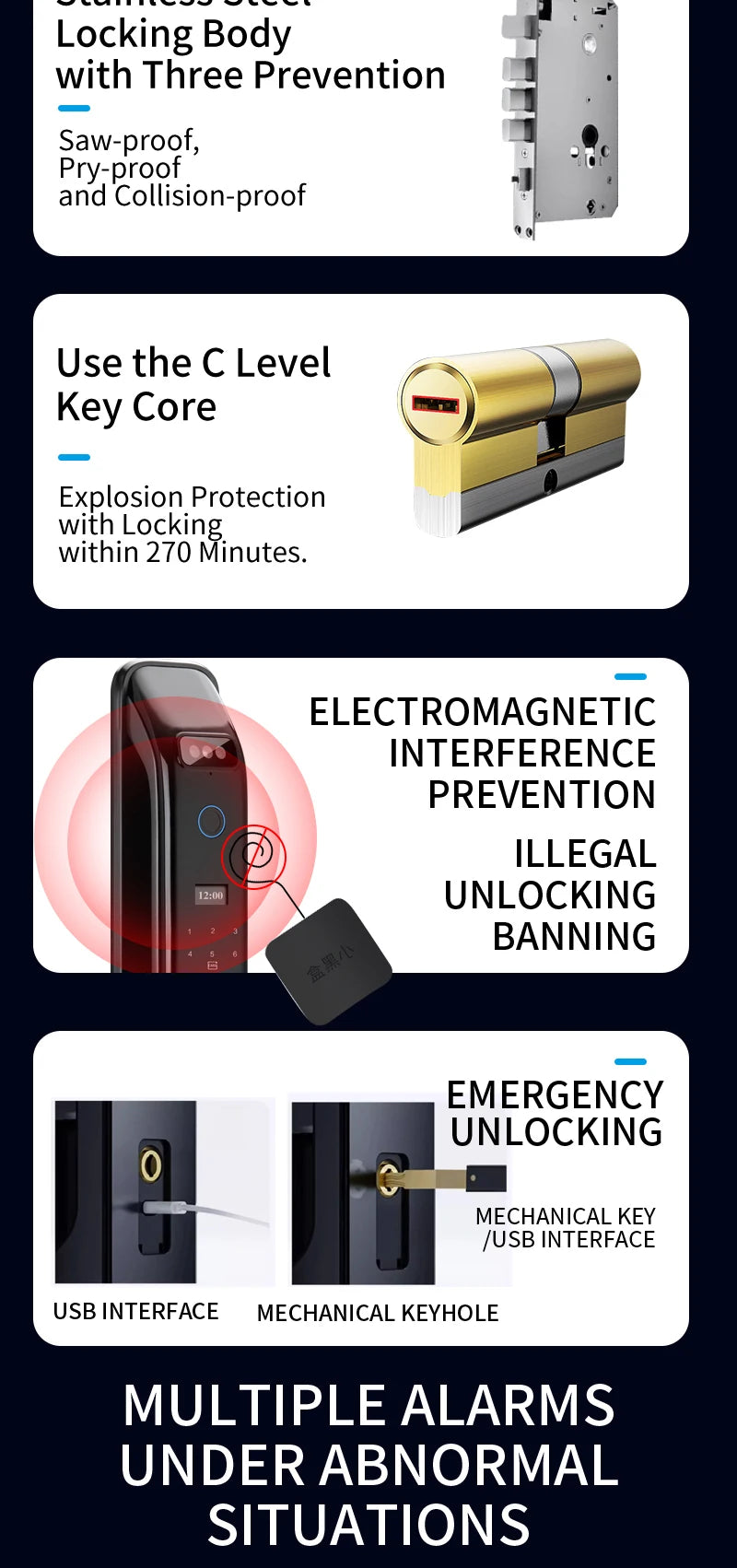 3D Real-time Intercom Face Recognition Digital Door Lock With Camera FIngerprint Password Unlock Keyless Electronic Door Lock