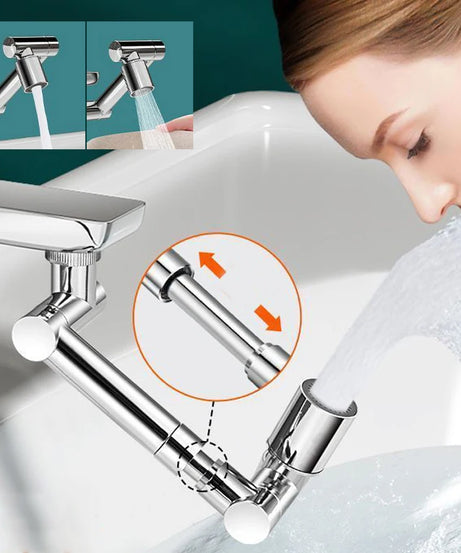 1440° Rotatable Scalable Metal Faucet Bathroom Tap Splash-proof Bubbler Kitchen Faucet Filter Nozzle Tap Saving Water Extender