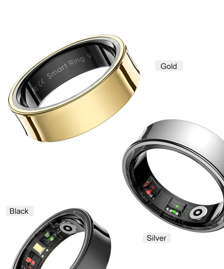 R09 Smart Ring Men Women with Charging Case,Heart Rate Blood Oxygen,Skin Temperature Monitor,5ATM Waterproof For Android iOS