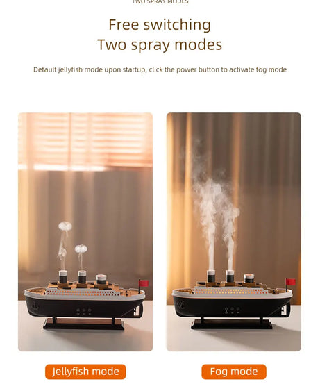 250ml Titanic Ship Model Decoration Air Humidifier Essential Oil Diffuser Jellyfish Smoke Ring Spray Aroma Diffuser For Home