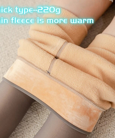 Thick Thermal Stockings Woman Warm Winter Sexy Translucent Velvet Tights Pantyhose Female High Waist Elastic Fleece Tights Women