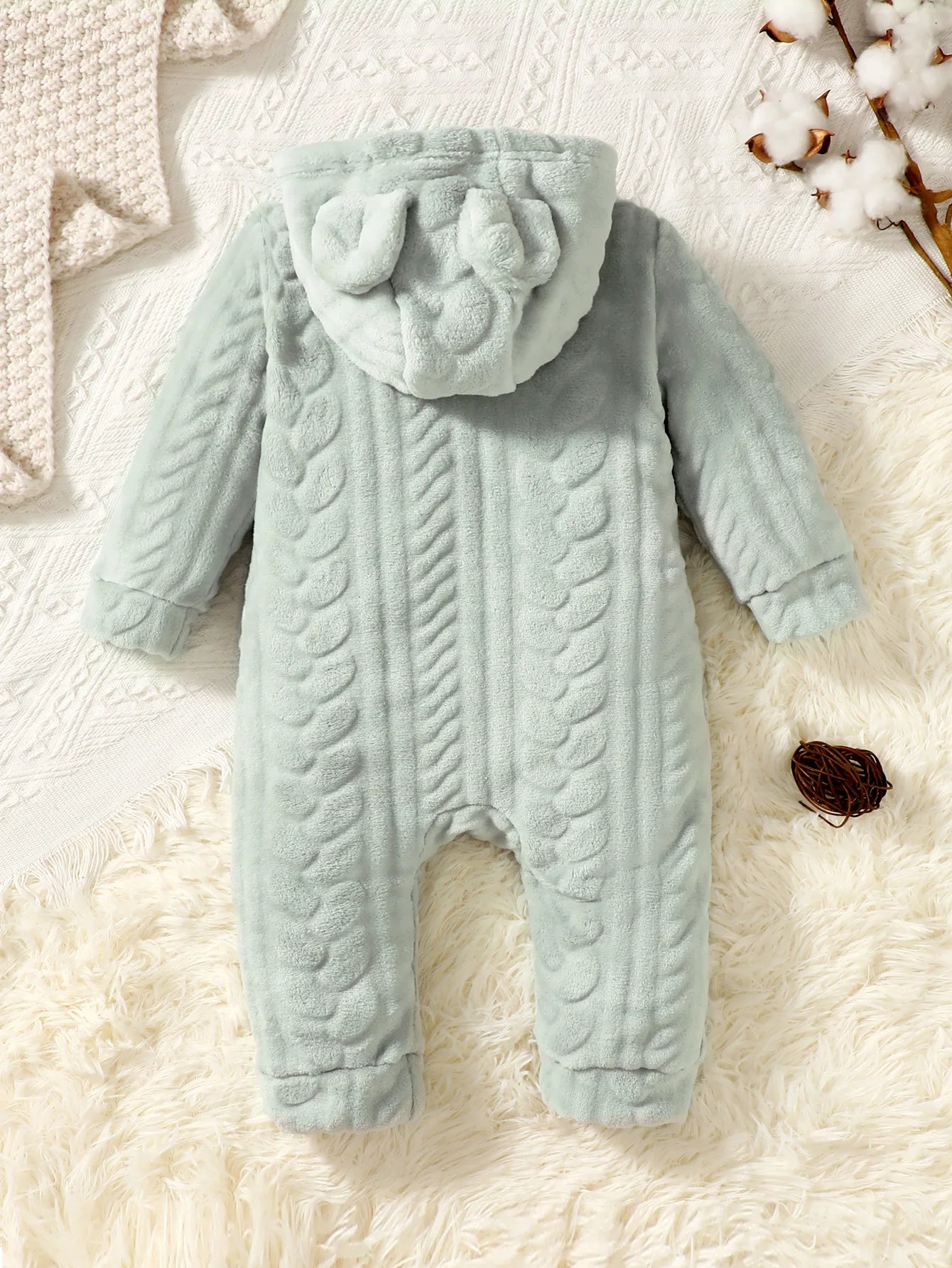 Baby Boys and Girls Plaid Romper Hooded Long Sleeved Plush Jumpsuit Winter Warm Bodysuit Clothes for 3-24 Months Toddler Boy