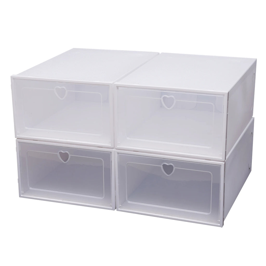 20pcs Shoes Transparent Cabinet Organizer System Stackable Plastic Sneaker Display Case Storage Box Shoe Rack