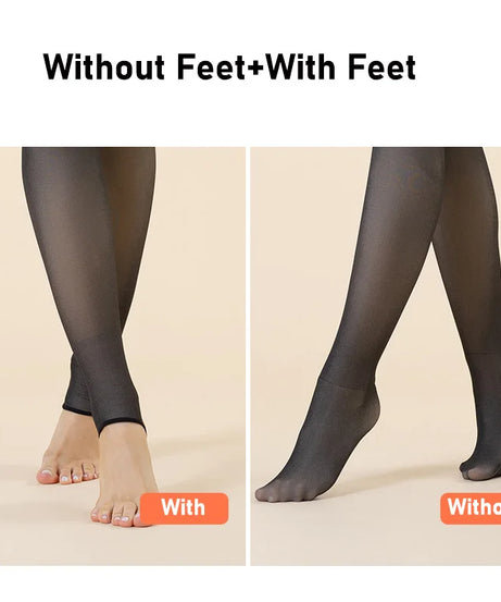 Thermal Stockings Women Fleece Lined Tights Warm Winter High Waist Sexy Translucent Black Pantyhose Thermal Legging Tights Women