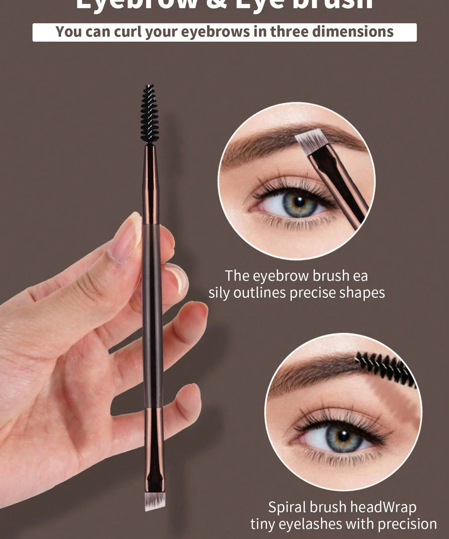 22pcs Professional Makeup Tools Set With Velvet Bag,20pcs Soft Long Aluminum Tube Makeup Brush Set+2pcs Powder Puffs Accessories