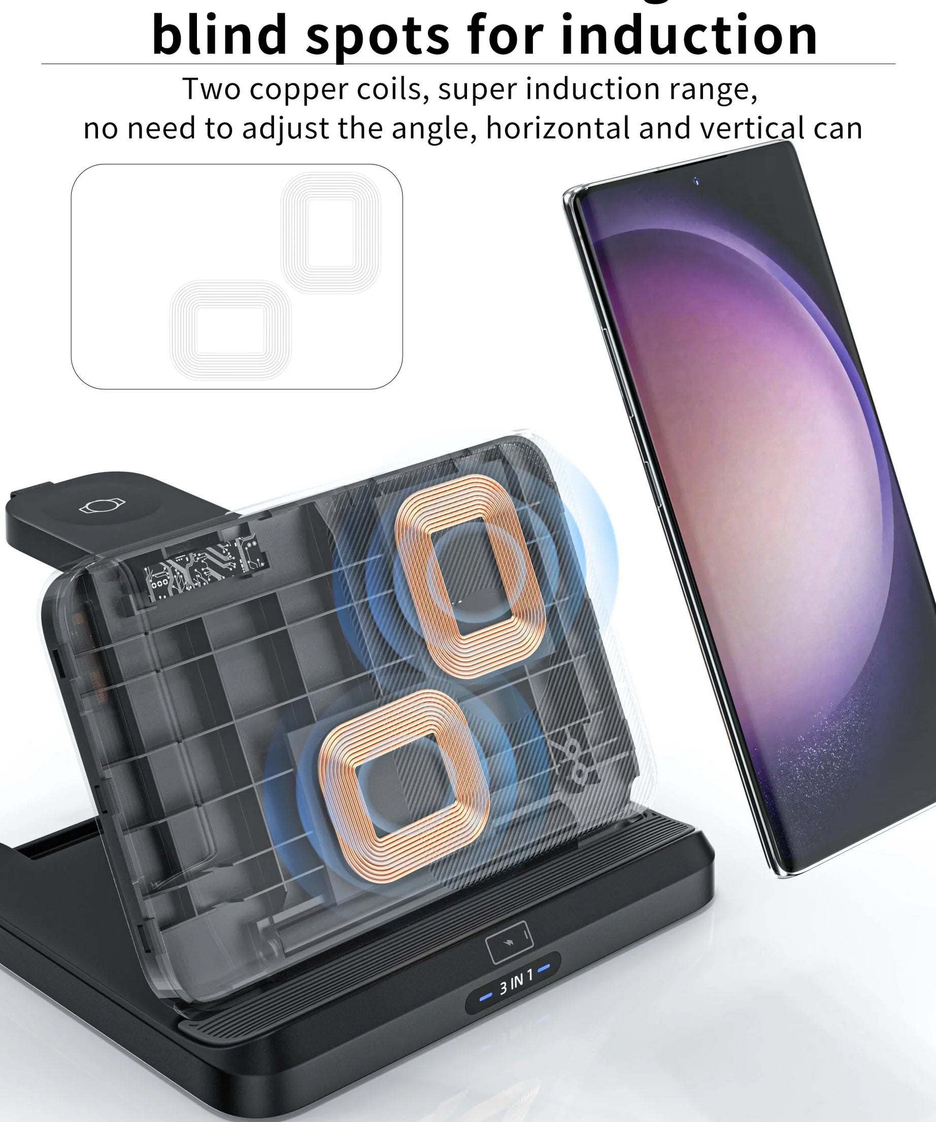 3 in 1 Wireless Charger Stand For Samsung Z Fold Zflip5 S24 S23 Ultra Galaxy Watch 6 5 Buds2 Foldable Fast Charging Dock Station