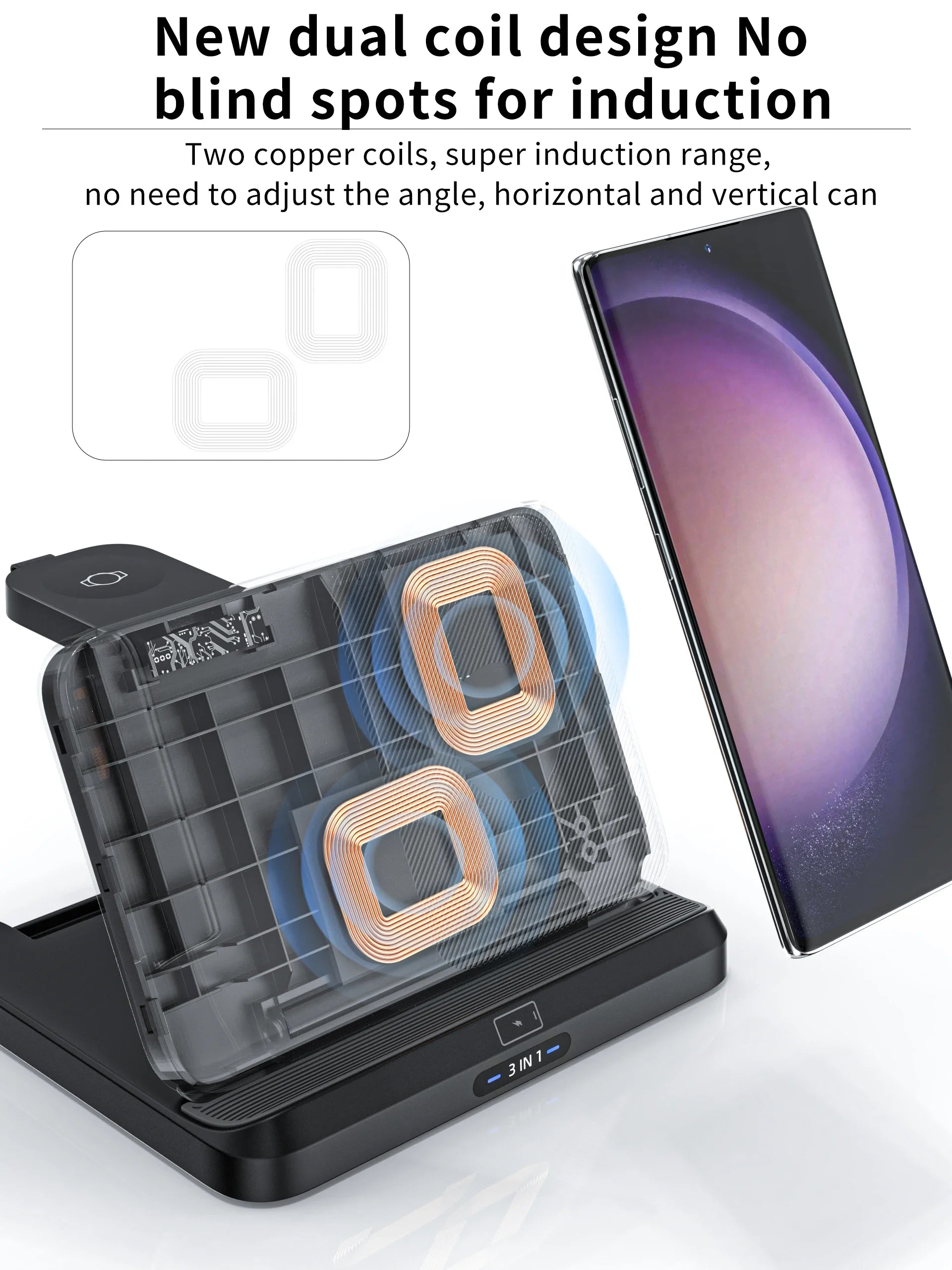 3 in 1 Wireless Charger Stand For Samsung Z Fold Zflip5 S24 S23 Ultra Galaxy Watch 6 5 Buds2 Foldable Fast Charging Dock Station