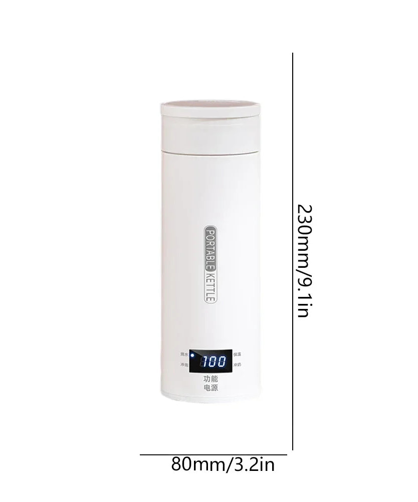 500ML Electric Kettles Portable Tea Coffee Kettle Travel Boil Water Thermal Cup Anti-Scald Water Bottle English Menu