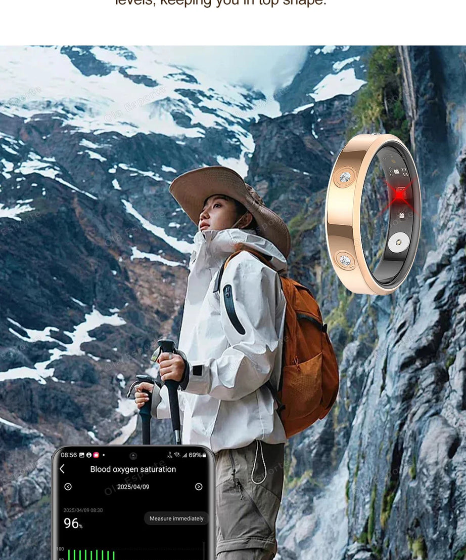 2025 Smart Ring Women Men Super narrow 6.3mm Heart Rate Health Stress measurement Monitor IP68 Waterproof Fashion Sports Rings