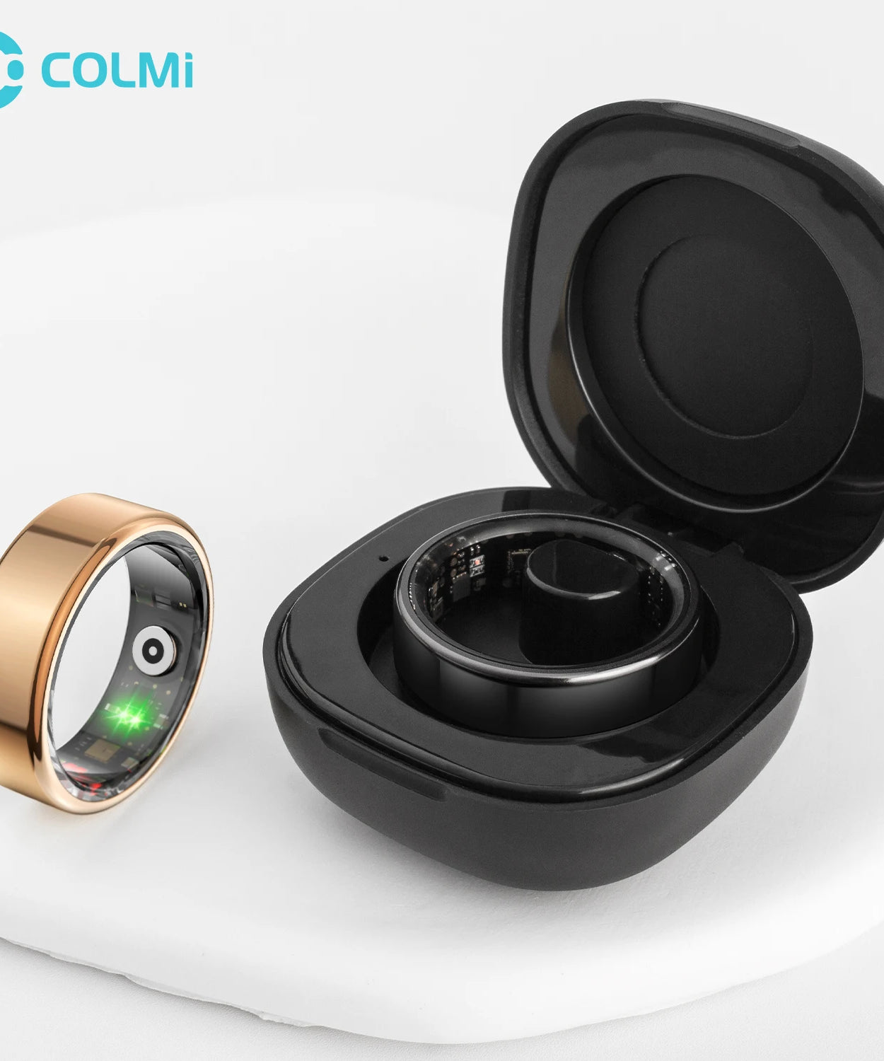 2024 COLMI R02 Smart Ring with Charging Case for Men Women, Battery Life, 39 Days, Health Monitor, 5ATM Waterproof