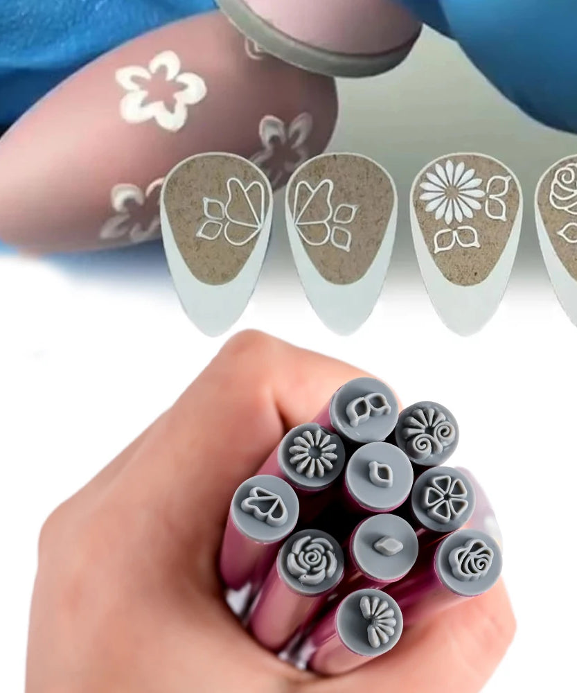 4/6/10Pcs Set Nail Art Stamp Pen DIY Floral Butterfly Nail Graffiti Nail Dotting Tools Polishing Painting Drawing Manicure Tools