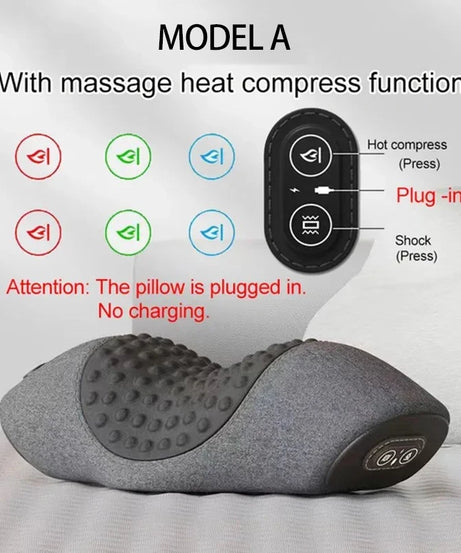 Electric Neck Massager Cervical Pillow Hot Compress Neck Stretch Heating Vibration Neck Shoulder Massage Pillow Back Traction