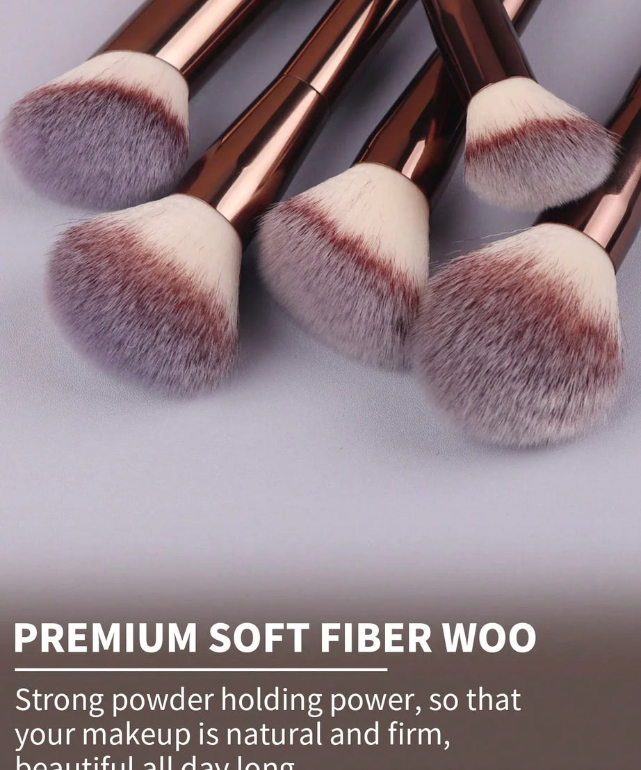 22pcs Professional Makeup Tools Set With Velvet Bag,20pcs Soft Long Aluminum Tube Makeup Brush Set+2pcs Powder Puffs Accessories