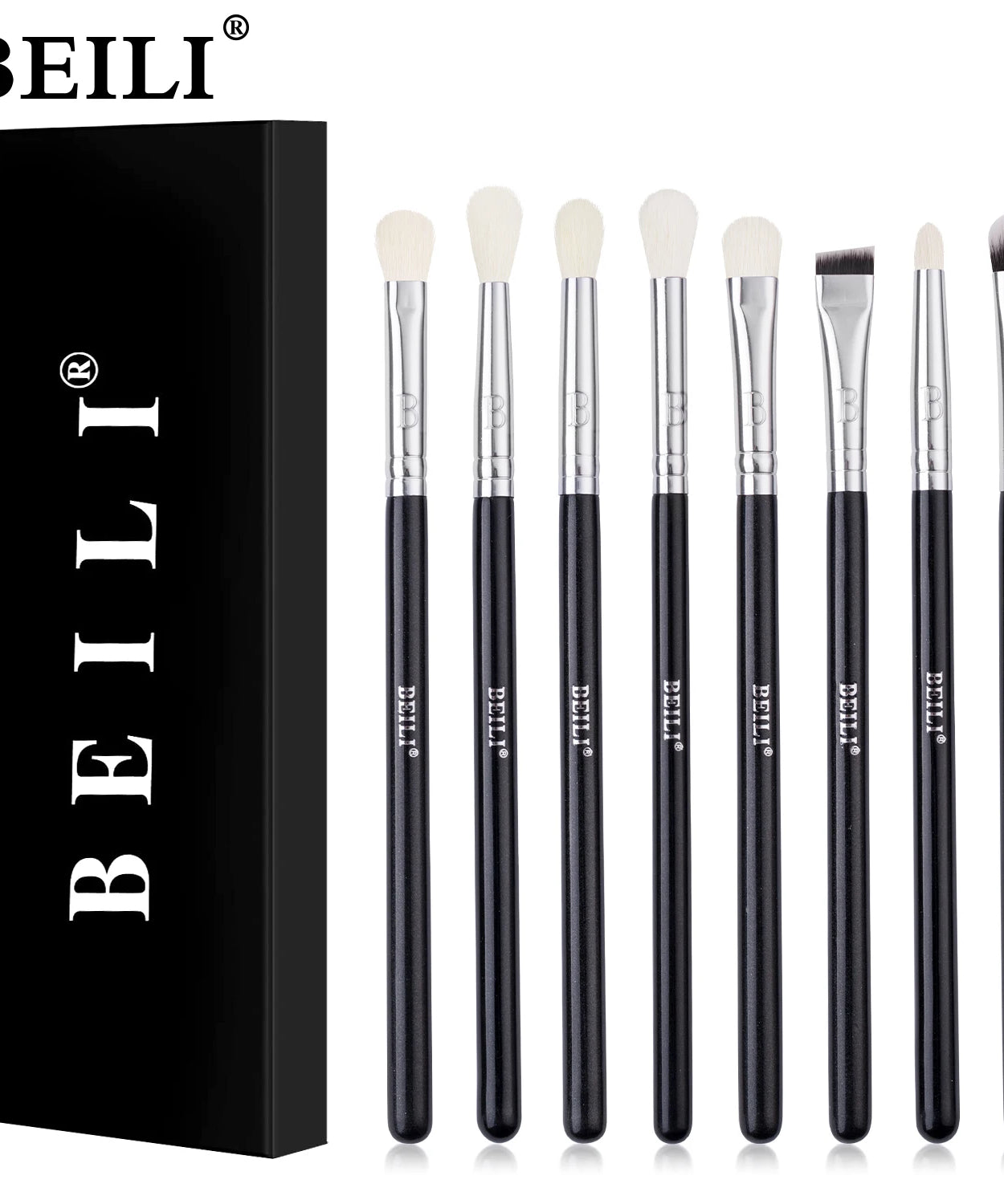 BEILI Professional 6/8pcs Classic Natural Eye Makeup Brushes Set Eyeshadow Eyebrow Blending Smokey Black Beauty Make up Brushes