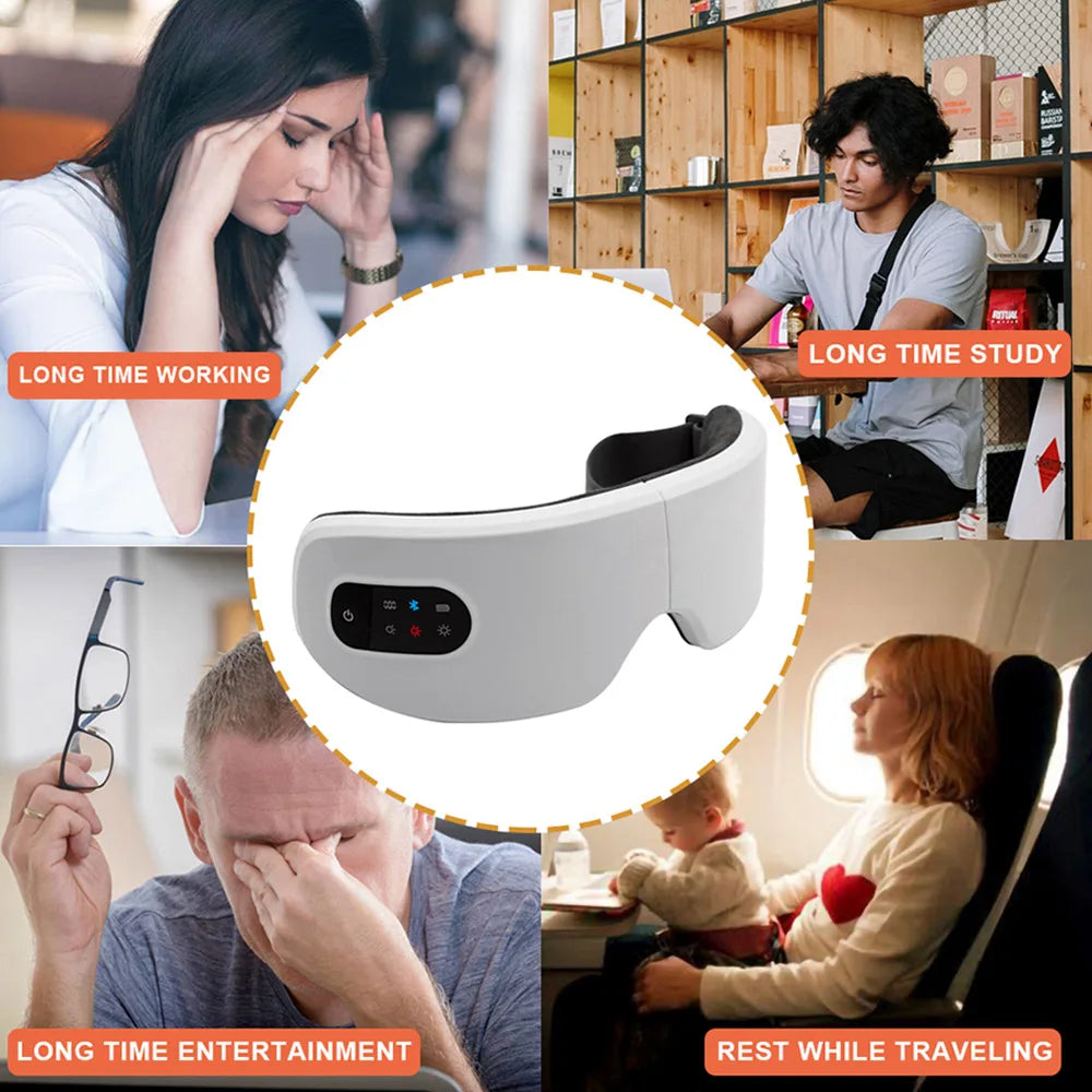 Eye Massager with Heat Smart Eye Care Device with Music for Migraines Relax Reduce Eye Strain Dark Circles Eye Bag Improve Sleep
