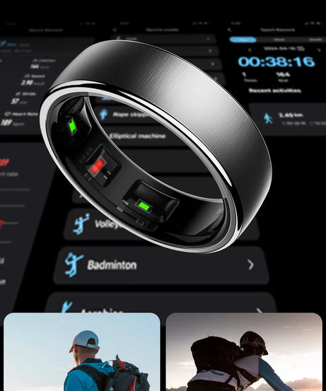 Uhoofit R10 Smart Ring with Charging Case Men Women Health Heart Rate Sleep Monitor IP68 & 5ATM Waterproof Multi-sport Mode