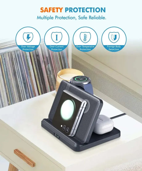 3 in 1 Wireless Charger Stand For Samsung Z Fold Zflip5 S24 S23 Ultra Galaxy Watch 6 5 Buds2 Foldable Fast Charging Dock Station