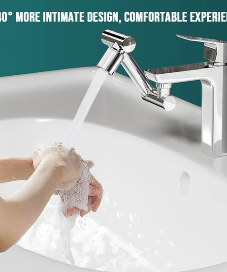 1440° Rotatable Scalable Metal Faucet Bathroom Tap Splash-proof Bubbler Kitchen Faucet Filter Nozzle Tap Saving Water Extender