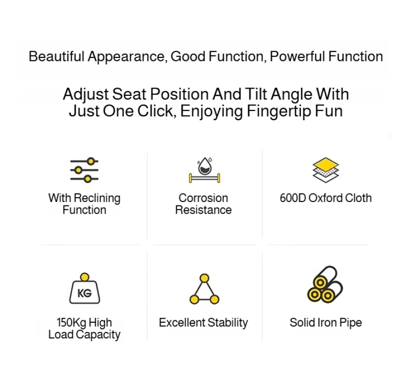 Portable Folding Chair Folding Recliner Curved Headrest Comfort Experience Easy Storage Lunch Foldable Recliner With Leg Rests