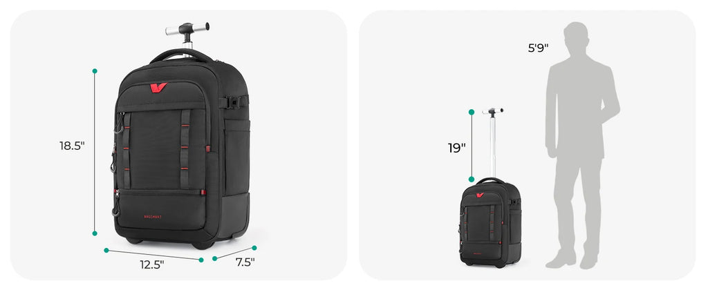 BAGSMART Rolling Camera Bag Photographer Backpack for DSLRs Professional Roller Photo Bags Photographic Rolling Travel Suitcase