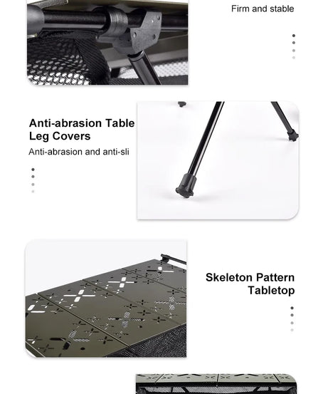 WESTTUNE Camping Folding Table Portable Aluminum Alloy Lightweight Table with Accessories Multifunctional Outdoor Table