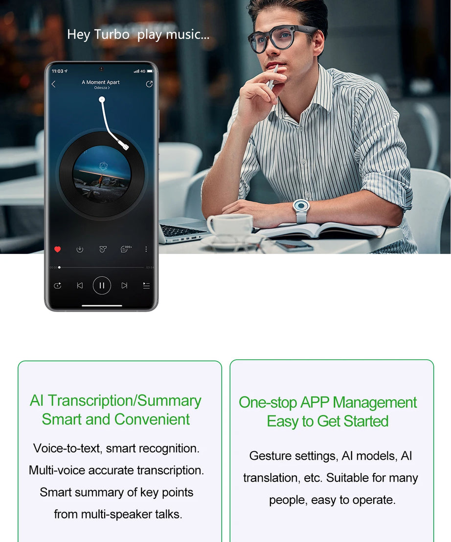 2026 New 4K HD AI Smart Glasses Men 800W Pixel Camera Bluetooth Call 4GB WIFI Transmission Voice Assistant Smart Glasses Women