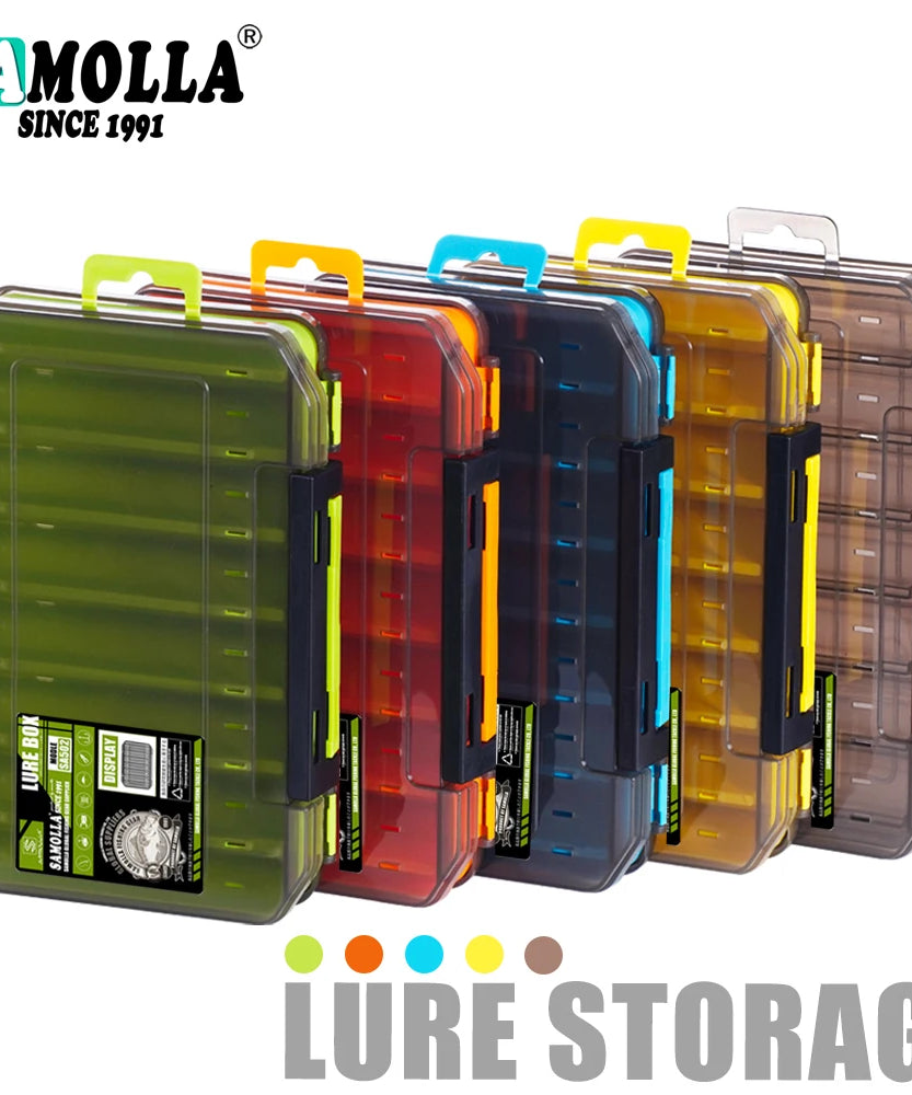 Fishing Tackle Box 14 Compartments Fishing Accessories Lure Hook Storage Case Double Sided Fishing Tool Organizer Boxes