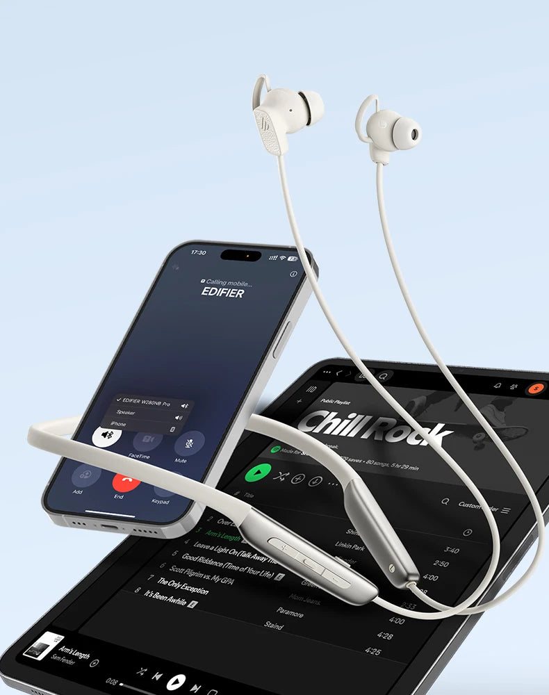 Edifier W280NB Pro Wireless Noise Cancelling Neckband Headphones Bluetooth V5.4 Hi-Res LDAC Sport Earphones IP55 Waterproof