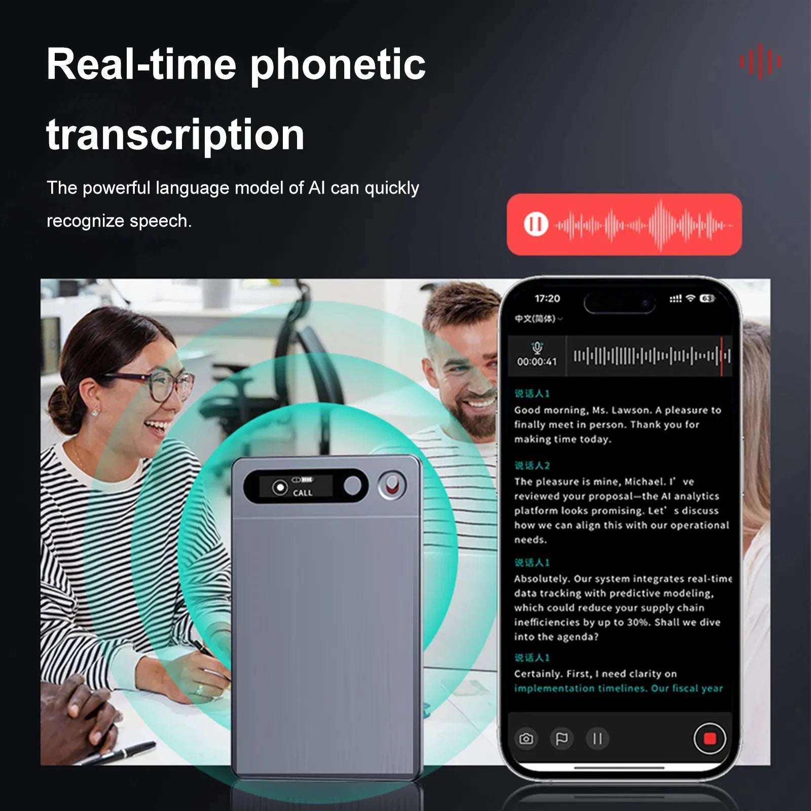 AI Voice Recorder, AI Notetaking Device for Meetings, Lectures, Calls, AI Transcription & Summarization Support 152 Languages