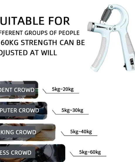 Adjustable Hand Grip 5-60kg Strengthener Hand Grip Trainer With Counter Wrist Forearm And Hand Exerciser For Muscle Building