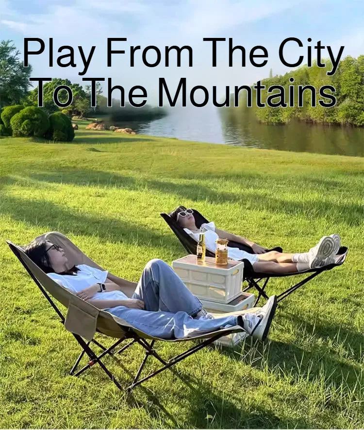 Portable Folding Chair Folding Recliner Curved Headrest Comfort Experience Easy Storage Lunch Foldable Recliner With Leg Rests