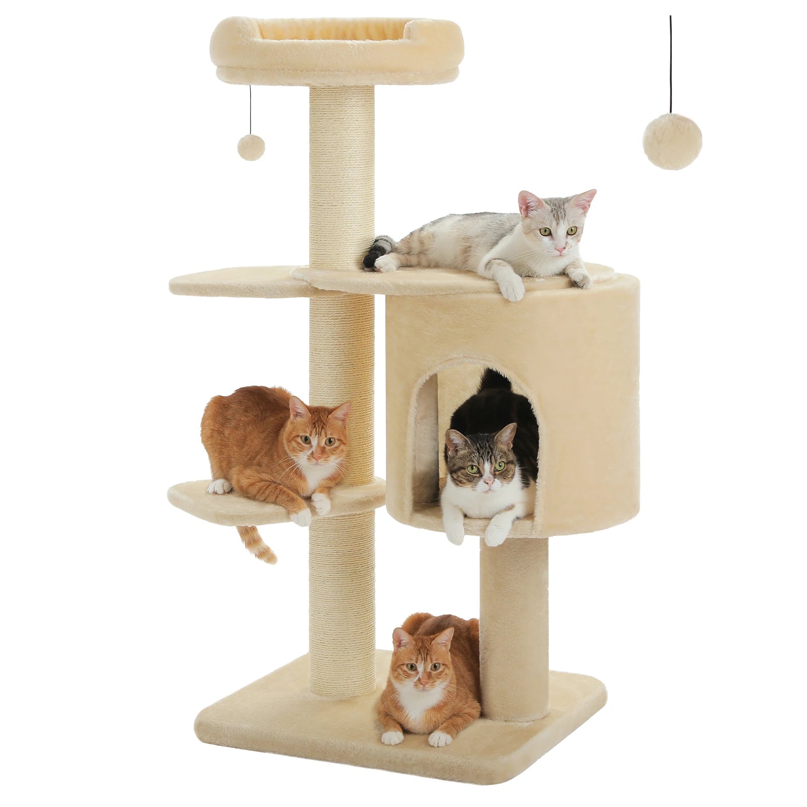 Large Cat Tree with Thick Scratching Posts, Heavy-Duty Cat Tree for Large Adult Cats, Spacious Cat Condo for Big Cats, Cat Toys