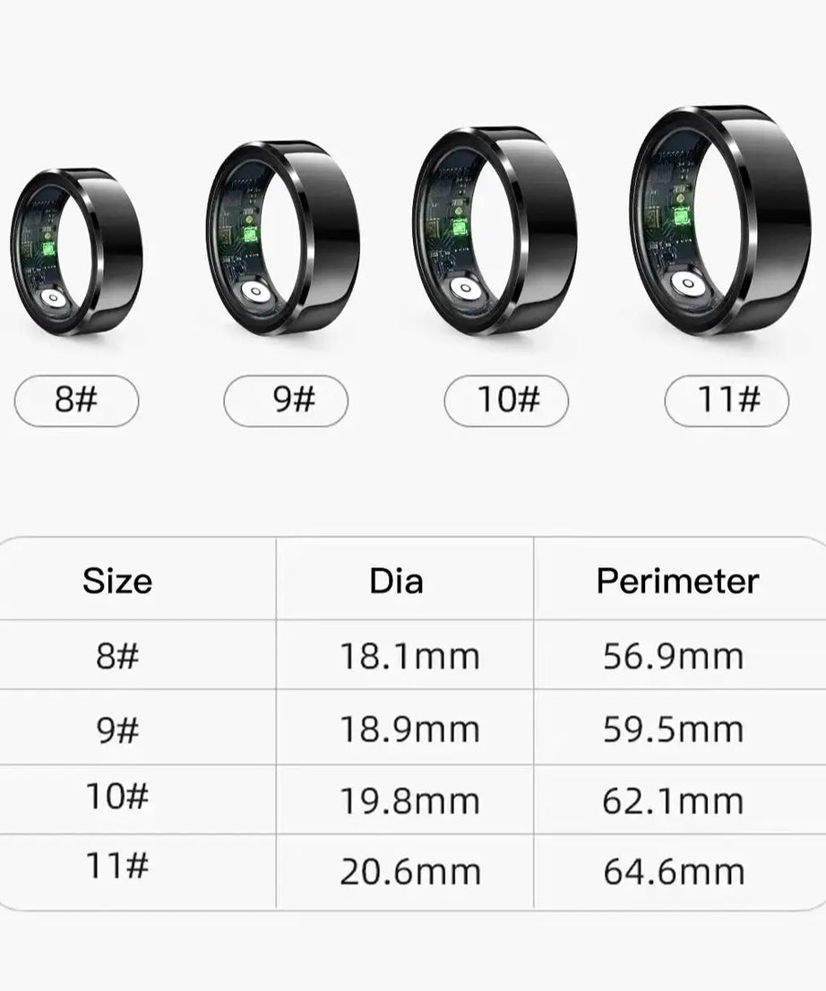 Couple Xiaomi Smart Ring, Bluetooth Sync,Sleep&Heart Rate Tracker, 5ATM Waterproof, Compatible iOS/Android, Men&Women Smart Ring
