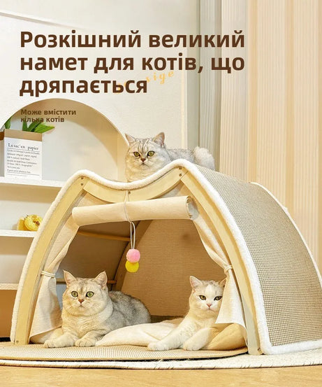 Warmth Enclosed Wooden  Scratching Board Large Villa Sle  House for All Seasons Indoor Pet elter  Tent Dog Bed