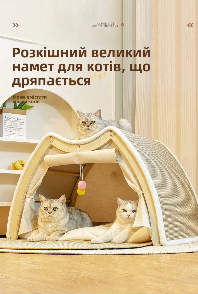 Warmth Enclosed Wooden  Scratching Board Large Villa Sle  House for All Seasons Indoor Pet elter  Tent Dog Bed