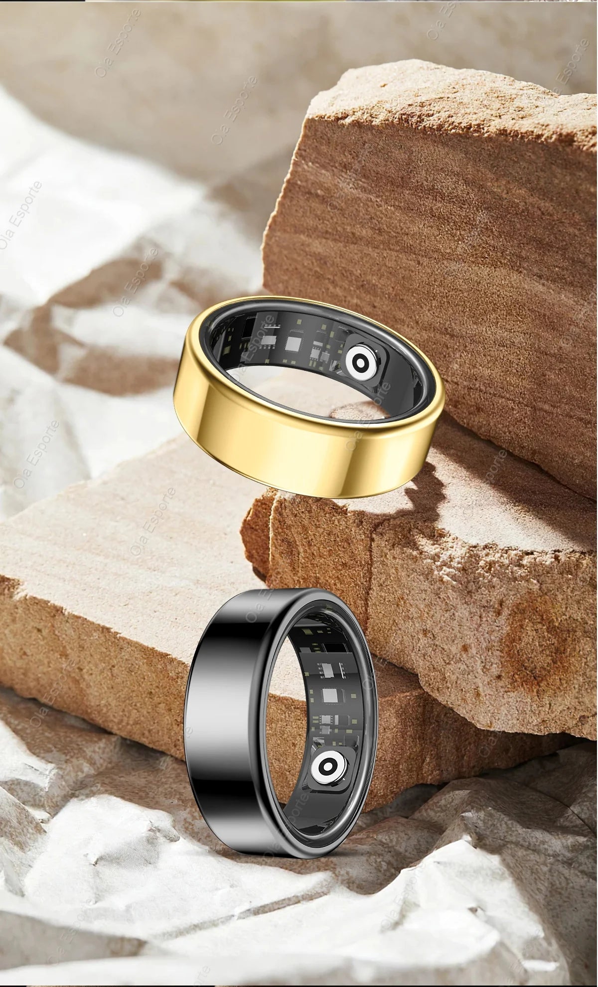 2025 New Smart Ring Men Women, Heart Rate Blood Oxygen and Sleep Monitor Smartring IP68 & 5ATM Waterproof, Multi-sport Mode Ring