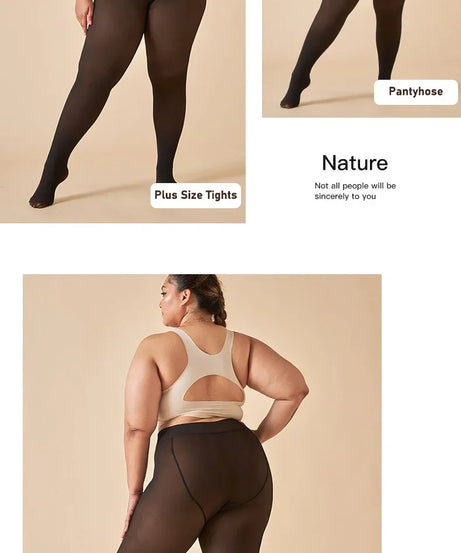 Thermal Stockings Women Fleece Lined Tights Warm Winter High Waist Sexy Translucent Black Pantyhose Thermal Legging Tights Women