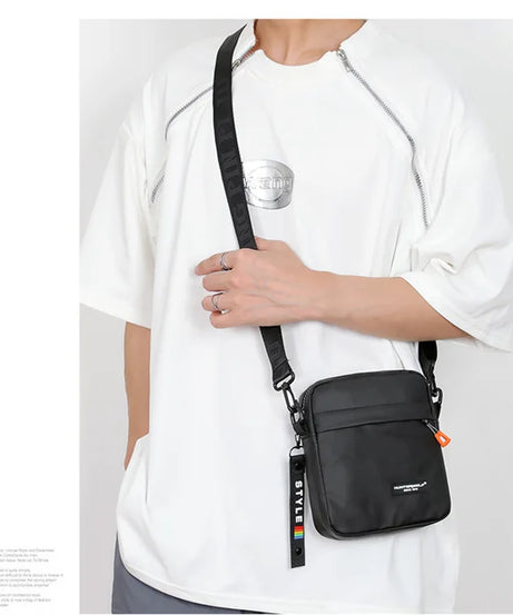 Simple Mini Men Crossbody Bag For Phone Side Bag Casual Waterproof PU Leather Shoulder Bag Business Small Messenger Sling Bags