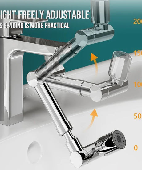 1440° Rotatable Scalable Metal Faucet Bathroom Tap Splash-proof Bubbler Kitchen Faucet Filter Nozzle Tap Saving Water Extender