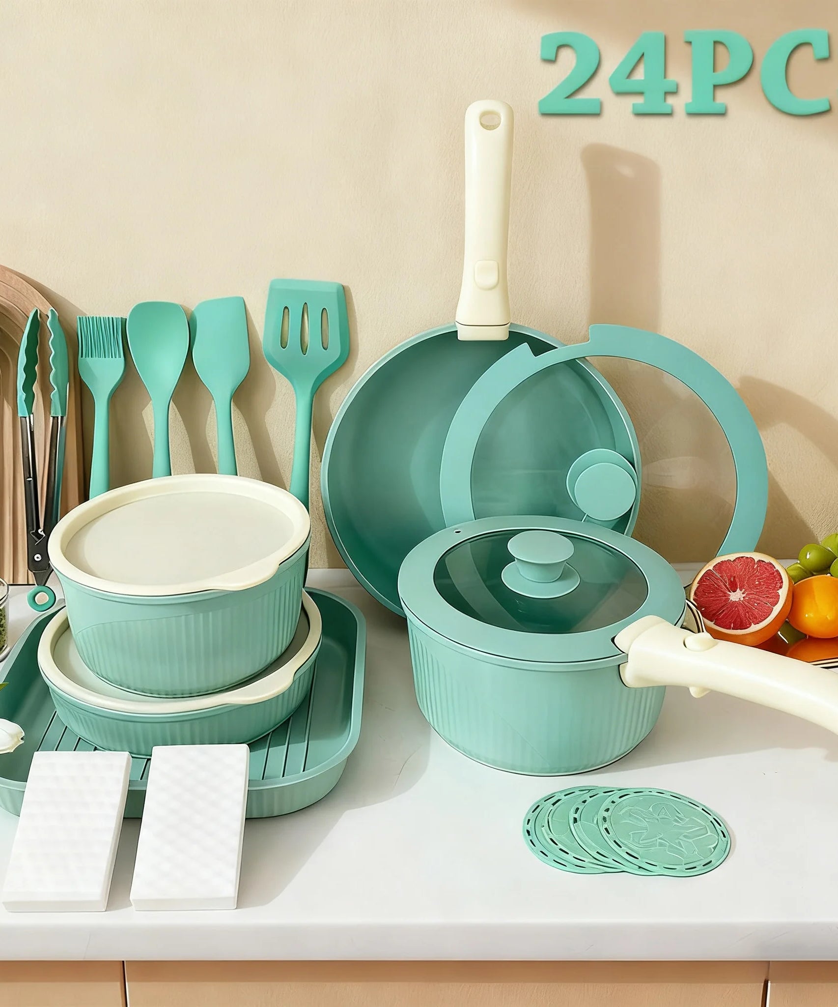 Pots and Pans Set, Nonstick Cookware Set Detachable Handle, Induction Kitchen Cookware Sets , RV Cookware Set, Oven Safe