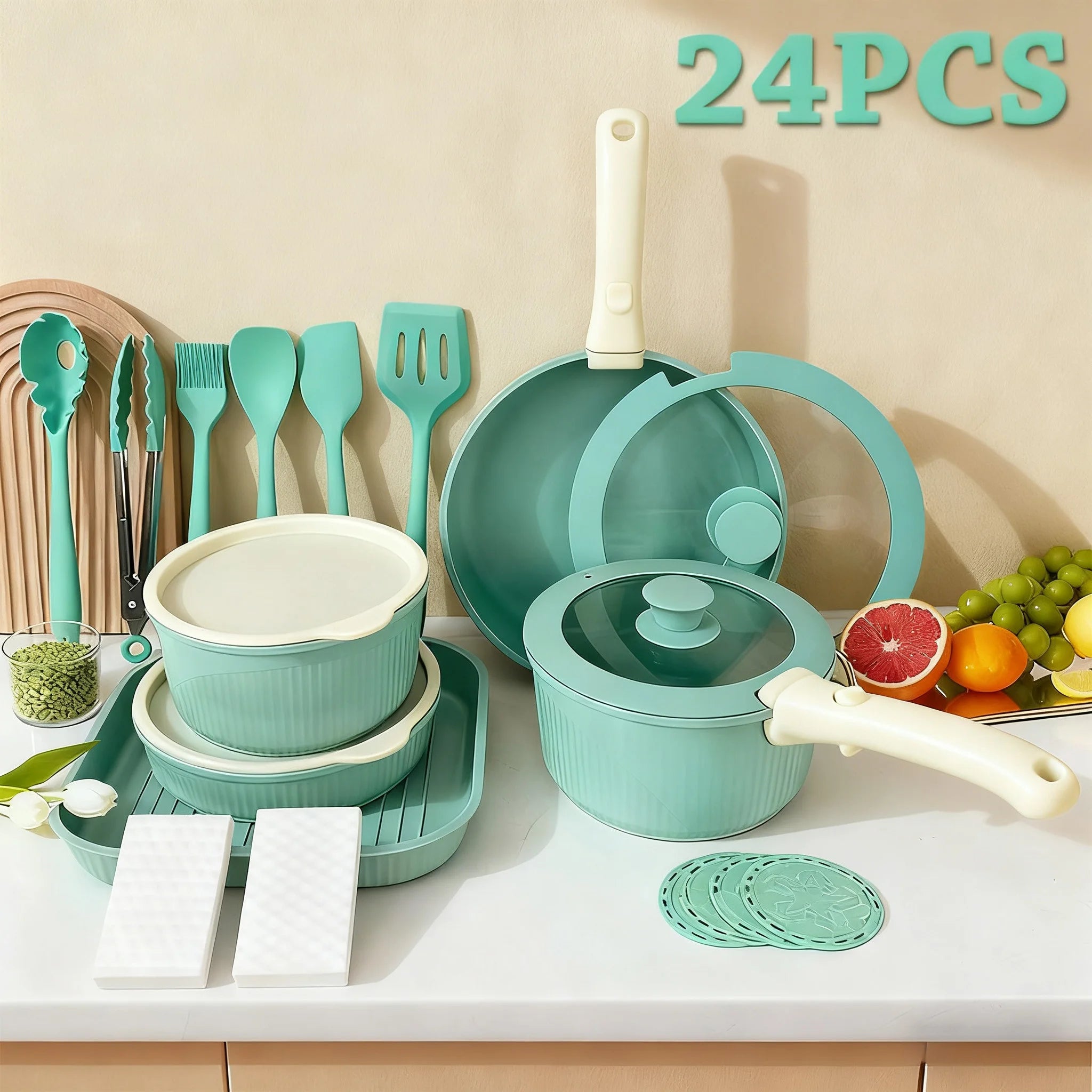 Pots and Pans Set, Nonstick Cookware Set Detachable Handle, Induction Kitchen Cookware Sets , RV Cookware Set, Oven Safe