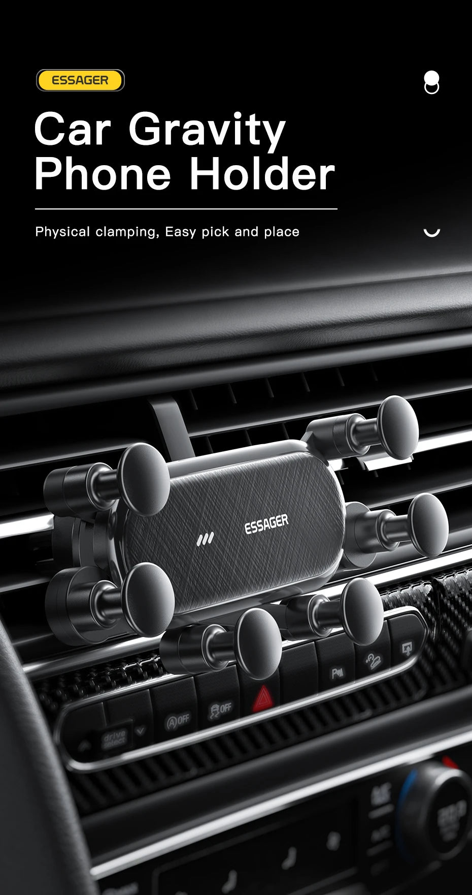 Essager Gravity Car Phone Holder Air Vent Clip Mount Stand GPS SmartPhone Support For iPhone 13 12 Pro Max Xiaomi Huawei Samsung