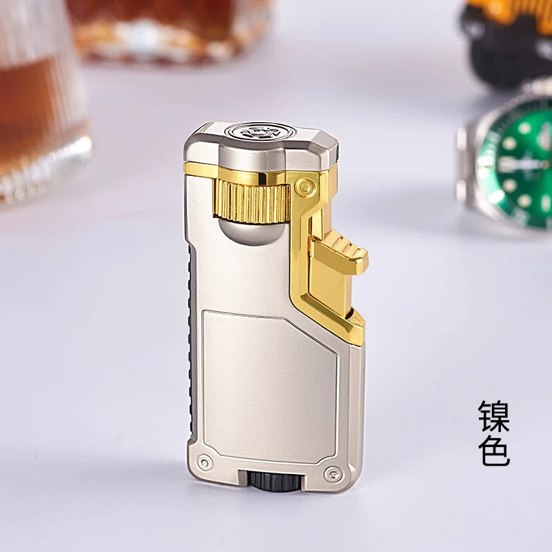 Dropshipping VIP Link Creative Three-color Flame Metal Gradient Inflatable Lighter Flame Switching Cool Windproof Torch Lighter