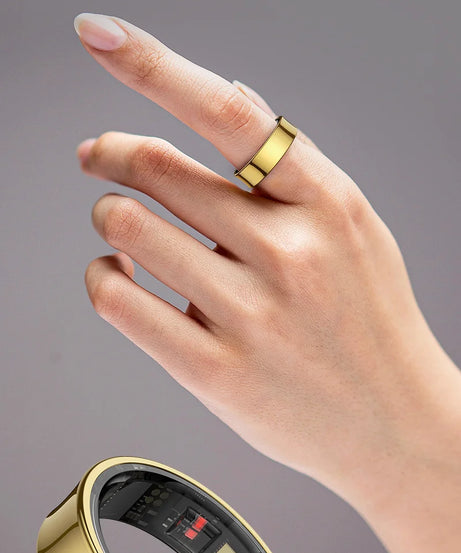 R09 Smart Ring Men Women with Charging Case,Heart Rate Blood Oxygen,Skin Temperature Monitor,5ATM Waterproof For Android iOS