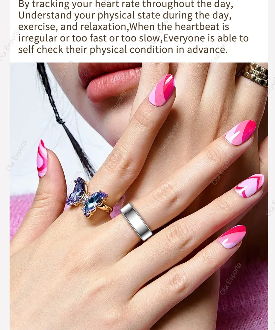 2025 New Smart Ring Men Women, Heart Rate Blood Oxygen and Sleep Monitor Smartring IP68 & 5ATM Waterproof, Multi-sport Mode Ring