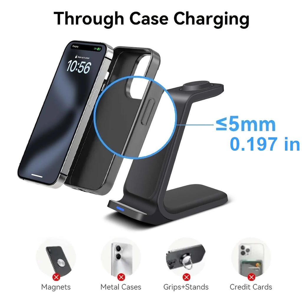 3 In 1 Wireless Charger Stand 30W Fast Charging Station for iPhone 16 15 14 13 12 11 iWatch 10/9/8/7 Ultra Airpods Phone Holder