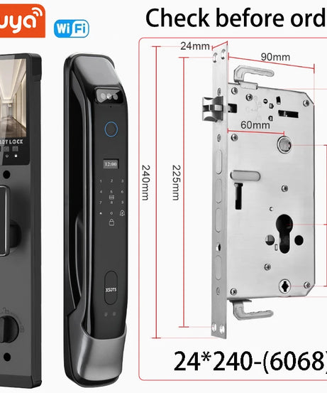 3D Real-time Intercom Face Recognition Digital Door Lock With Camera FIngerprint Password Unlock Keyless Electronic Door Lock