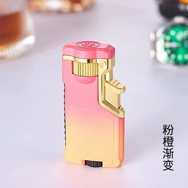 Dropshipping VIP Link Creative Three-color Flame Metal Gradient Inflatable Lighter Flame Switching Cool Windproof Torch Lighter