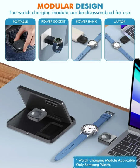 3 in 1 Wireless Charger Stand For Samsung Z Fold Zflip5 S24 S23 Ultra Galaxy Watch 6 5 Buds2 Foldable Fast Charging Dock Station